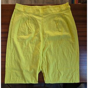 Linen Yellow Pants, sz. 16 (vintage) side button